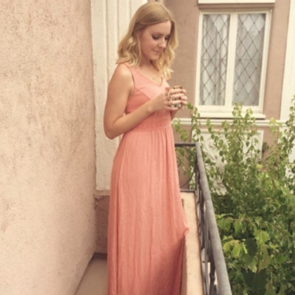 LC Lauren Conrad Coral Haze Boho Crochet Maxi Dress NWT S - Picture 2 of 16